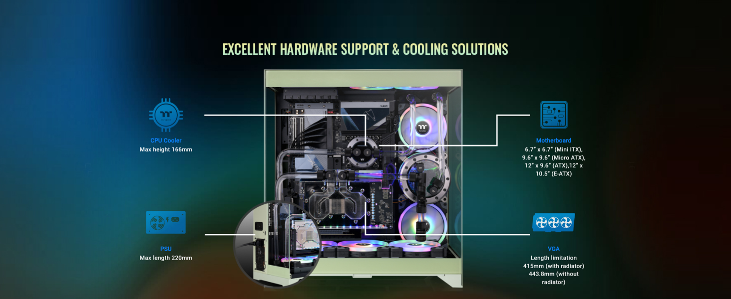 Thermaltake CTE E550 TG Matcha Green Mid Tower ATX Case; 3